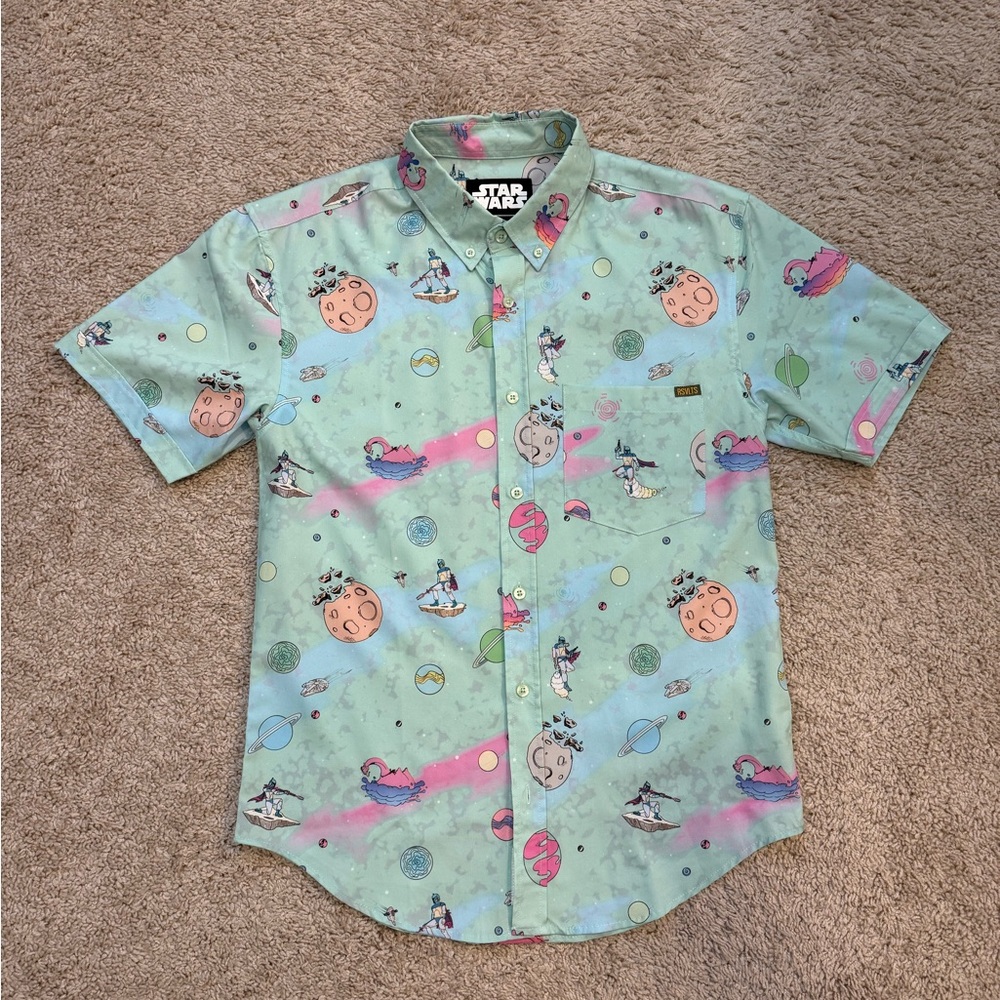 RSVLTS STAR WARS BLOUSE BUTTON DOWN SHIRT SIZE S NWOT BOBAFETT BOUNTY HUNTER